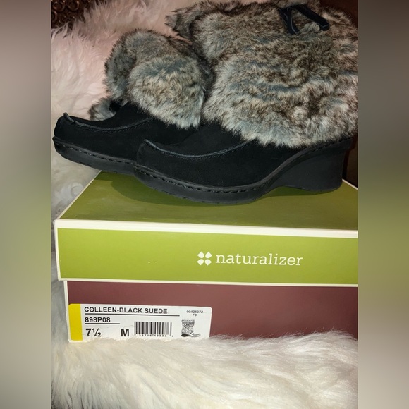 Suede Faux fur NATURALIZER womens wedge mid calf boots - Picture 14 of 15